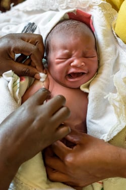 Baby getting vaccinated