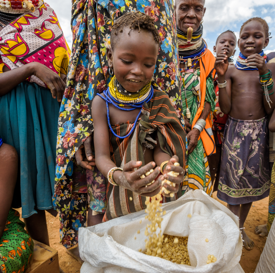 A World Vision food distribution at Naapong Food For Assets site in Turkana, Kenya. 
