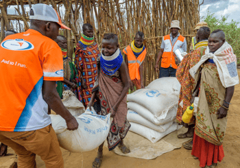 A World Vision food distribution at Naapong Food For Assets site in Turkana, Kenya.