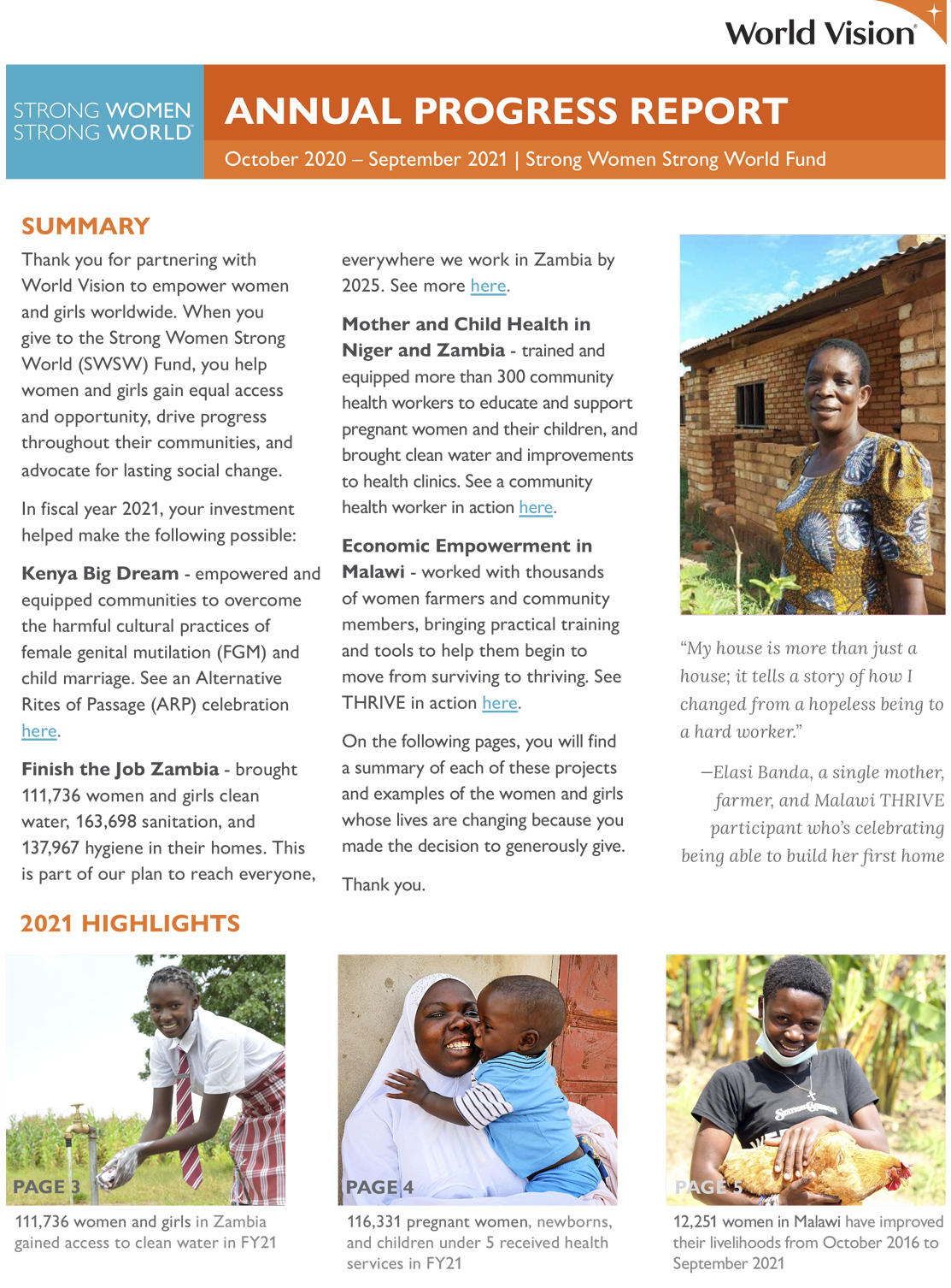 2021 Annual Report – Empowering Women and Girls